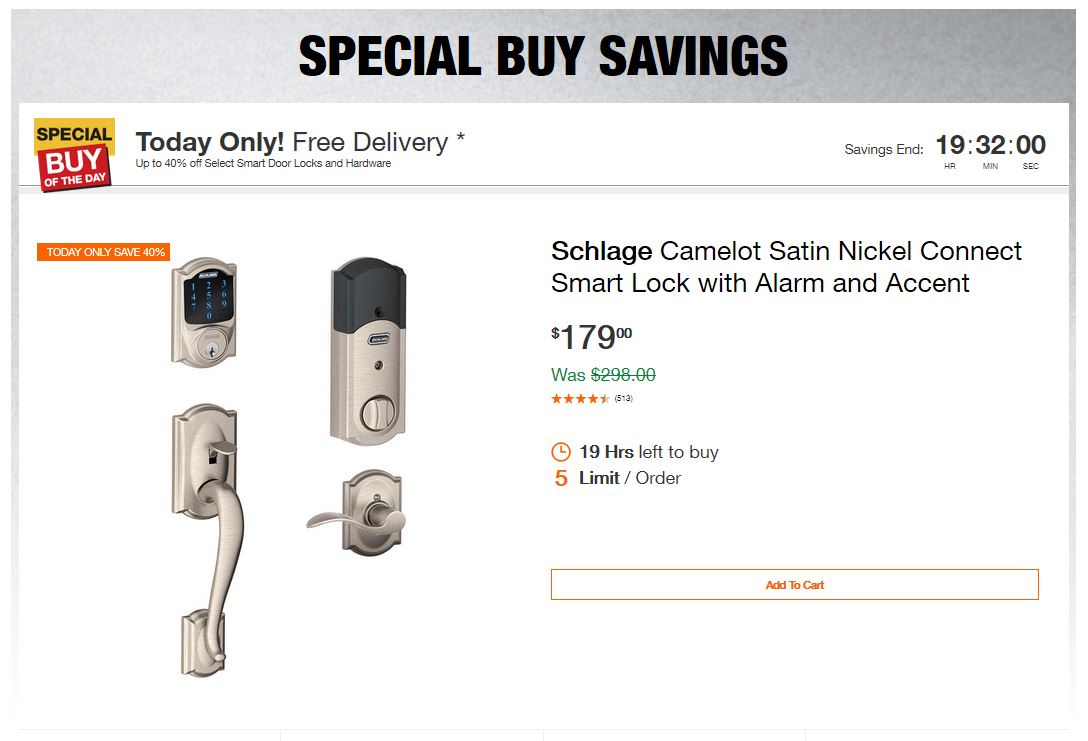 Home Depot Deals - Up to 40% off Select Smart Door Locks and Hardware