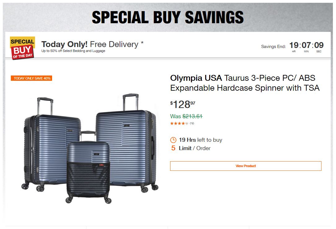 Home Depot Deals - Up to 50% off Select Bedding and Luggage