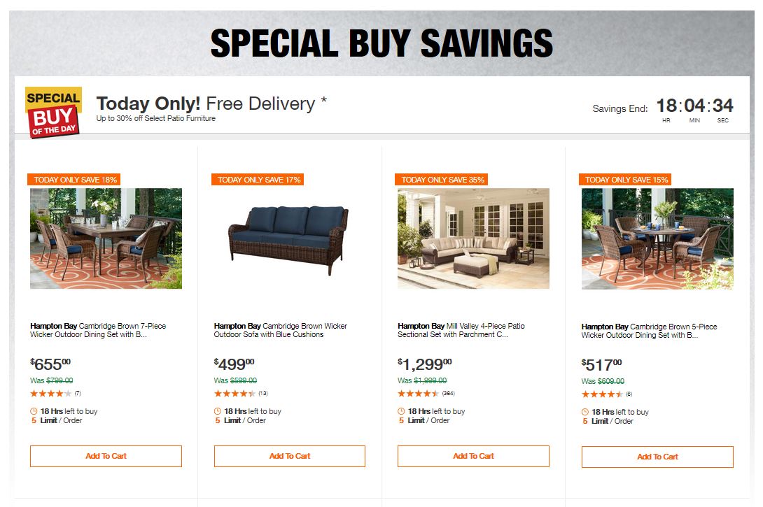 Home Depot Deals - Up to 30% off Select Patio Furniture