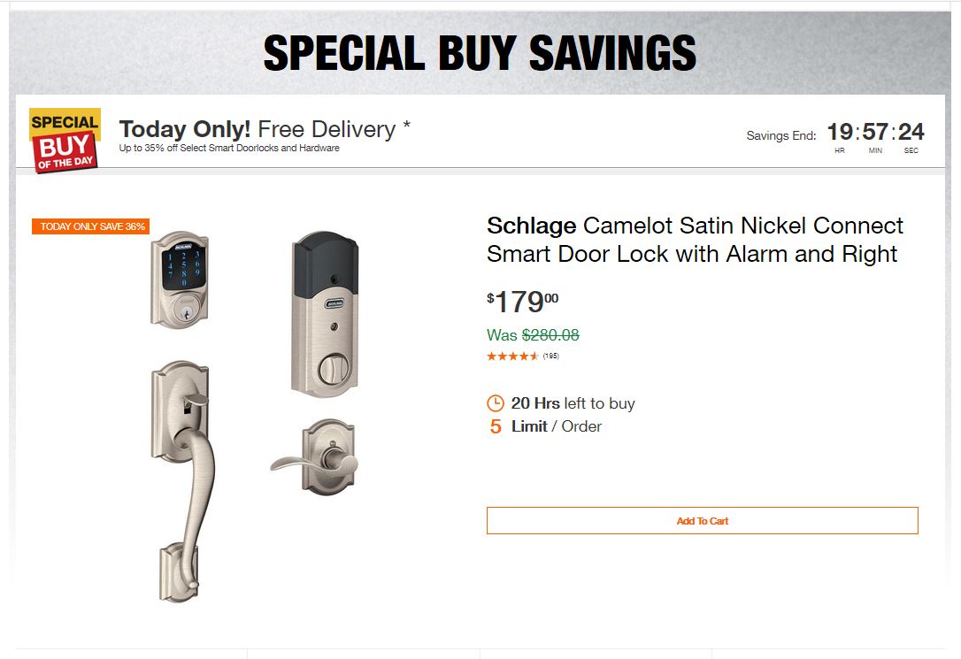 Home Depot Deals - Up to 35% off Select Smart Doorlocks and Hardware